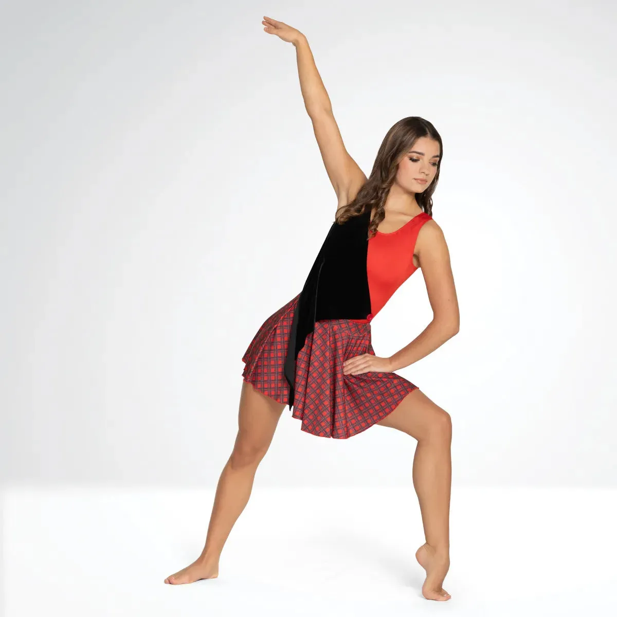 1st Position Asymmetrical Leotard with Contrasting Half-circle Skirt