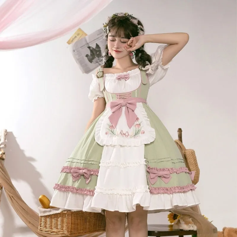 Amina Mints     Cutecore    Dress and Top Set with Optional Petticoat Skirt  Kawaii Academia Y2K Cottagecore Coquette Fairycore Dollette Princesscore Bottoms