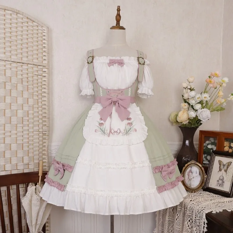 Amina Mints     Cutecore    Dress and Top Set with Optional Petticoat Skirt  Kawaii Academia Y2K Cottagecore Coquette Fairycore Dollette Princesscore Bottoms