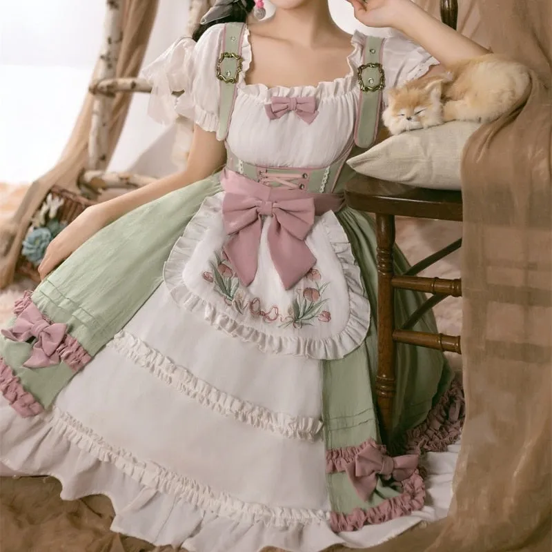 Amina Mints     Cutecore    Dress and Top Set with Optional Petticoat Skirt  Kawaii Academia Y2K Cottagecore Coquette Fairycore Dollette Princesscore Bottoms