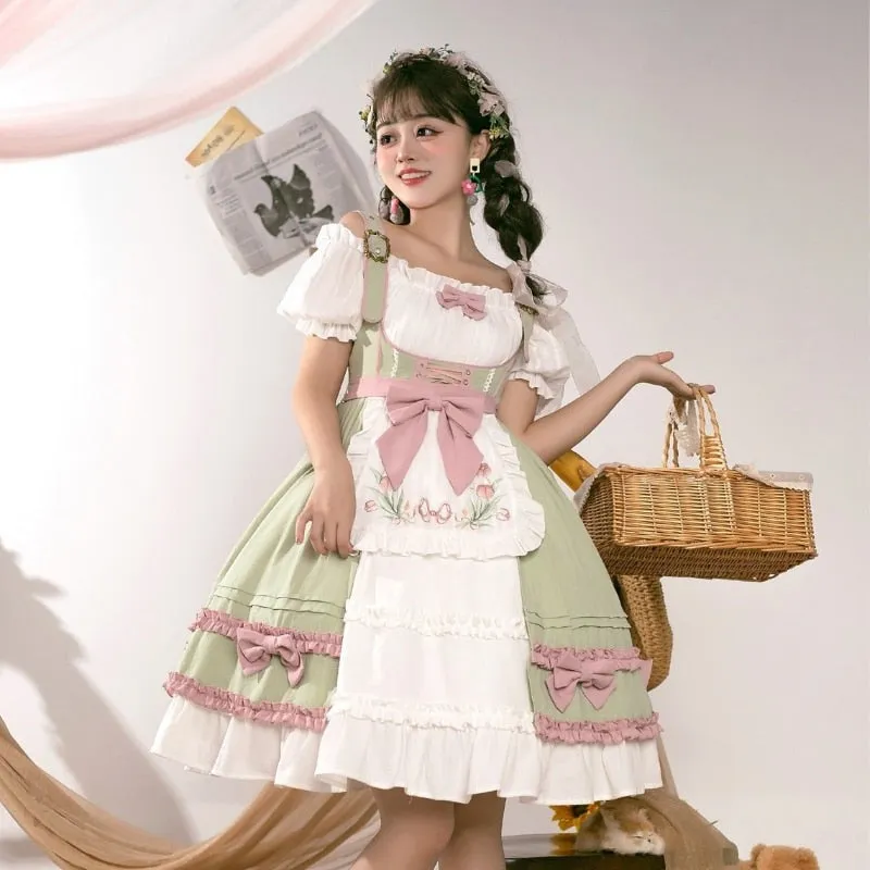 Amina Mints     Cutecore    Dress and Top Set with Optional Petticoat Skirt  Kawaii Academia Y2K Cottagecore Coquette Fairycore Dollette Princesscore Bottoms