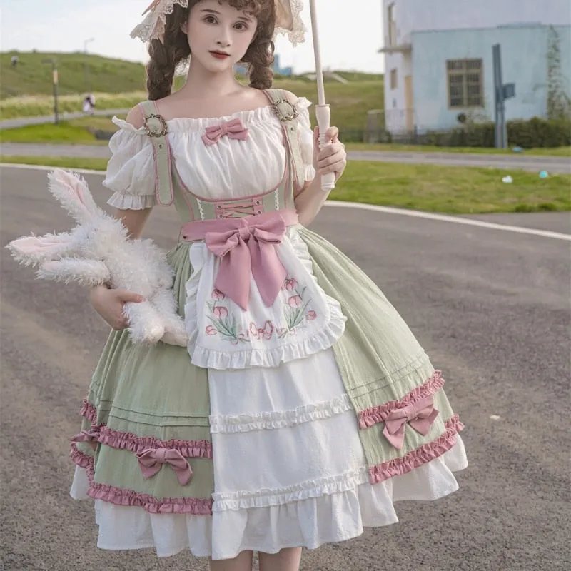 Amina Mints     Cutecore    Dress and Top Set with Optional Petticoat Skirt  Kawaii Academia Y2K Cottagecore Coquette Fairycore Dollette Princesscore Bottoms