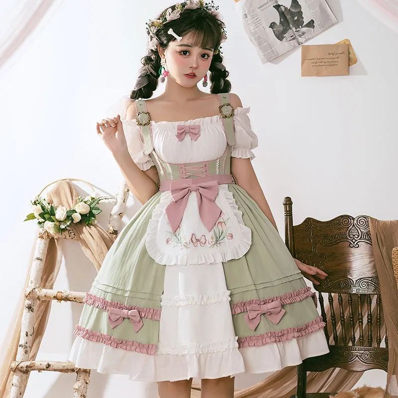Amina Mints     Cutecore    Dress and Top Set with Optional Petticoat Skirt  Kawaii Academia Y2K Cottagecore Coquette Fairycore Dollette Princesscore Bottoms