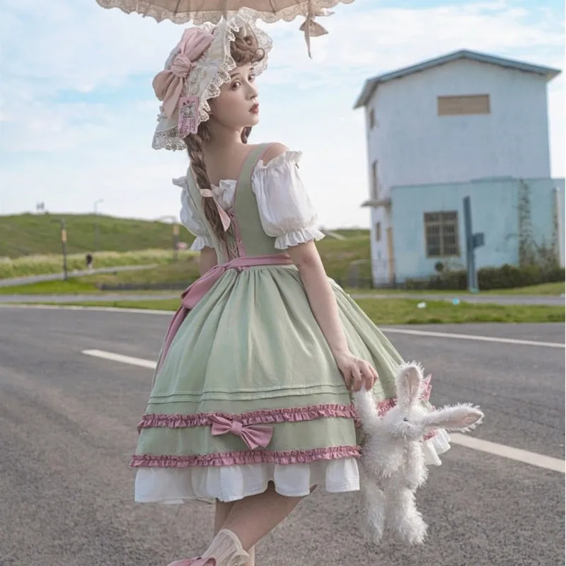 Amina Mints     Cutecore    Dress and Top Set with Optional Petticoat Skirt  Kawaii Academia Y2K Cottagecore Coquette Fairycore Dollette Princesscore Bottoms