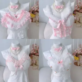 Angelic Whipped Cream and Strawberry Wedding Cupcake       Cutecore  Top with Optional Choker Necklace Set Kawaii Academia Y2K Cottagecore Coquette Fairycore Dollette Princesscore