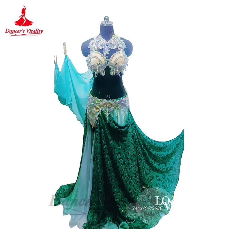 Bellydance Costume Set for Women Senior AB Stones Bra Top belt 2pcs Customsized Adult Child Oriental Belly Dancing Bra Set