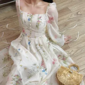 Blushing in a Field of Wildflowers            Dress Kawaii Academia Y2K Cottagecore Coquette Fairycore Dollette Princesscore