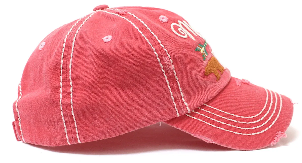 CAPS 'N VINTAGE Mama Bear Indian Teepee Themed Distressed Cap